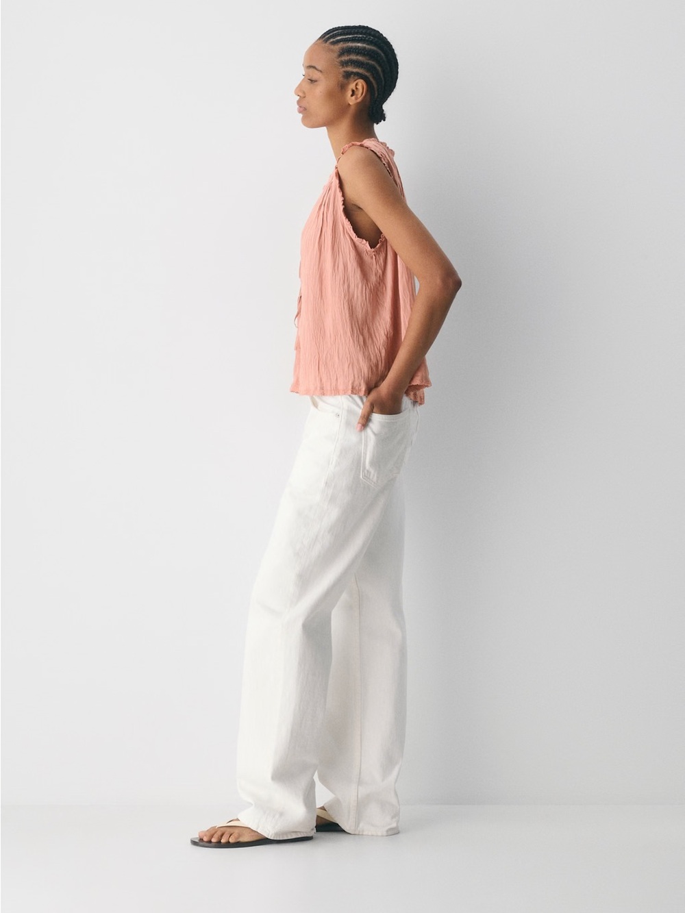 Aritzia Blush Tie-Front Sleeveless Top - Picture 2 of 6